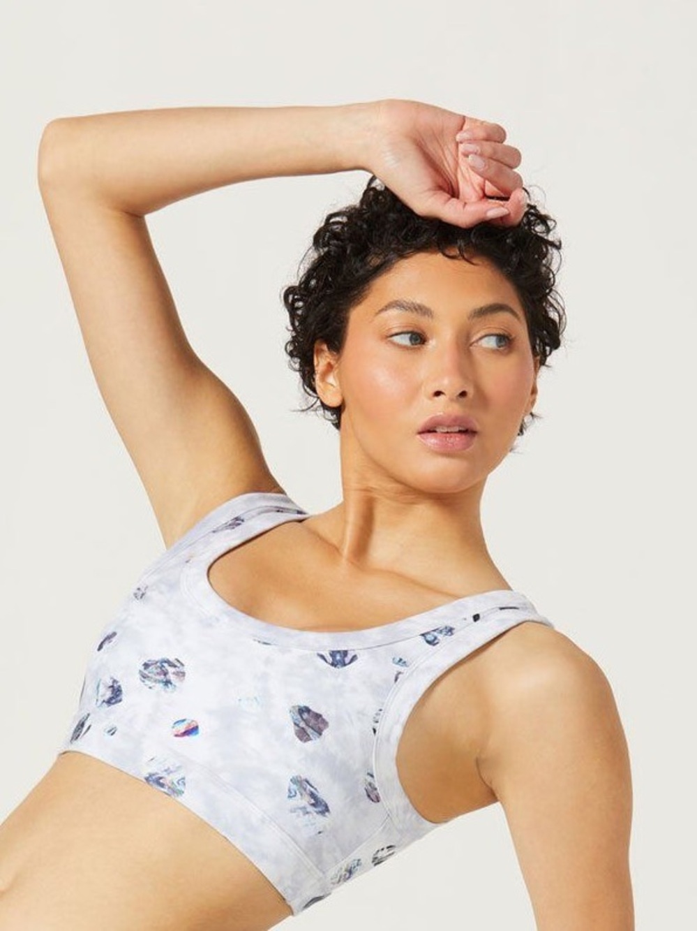 💎 Wear it to Heart Light Gray diamonds Print Sports Bra - Women